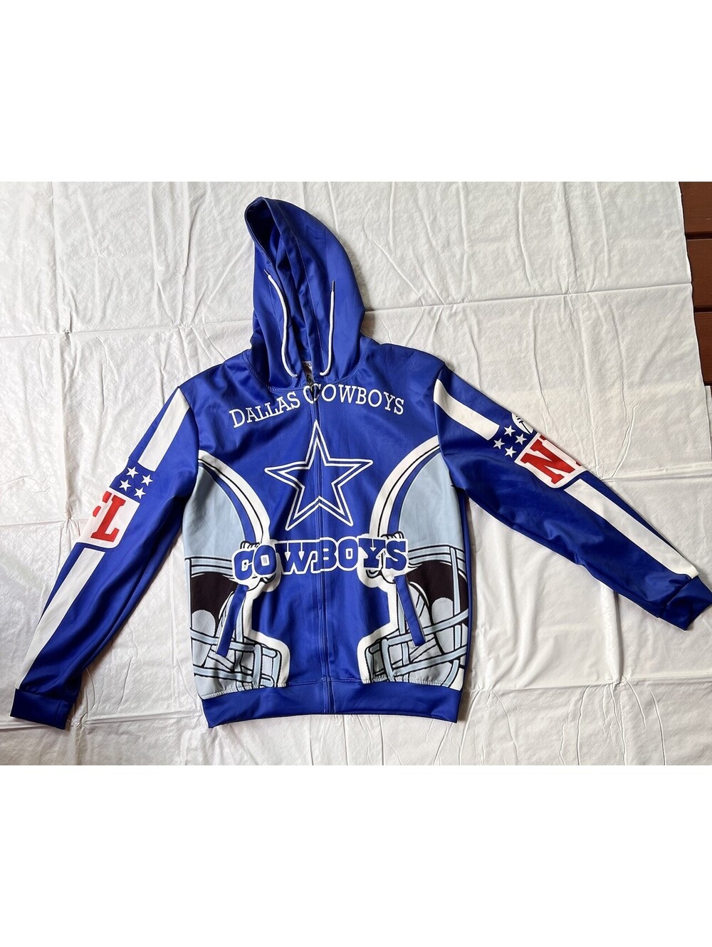 Dallas Cowboys All Over Print Hoodie Football Helmet NFL Lightweight Women’s L